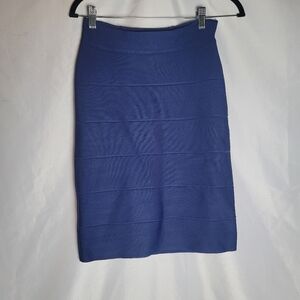 BCBG Maxazria Office Work Blue Stretch Textured Pencil Skirt Size Large